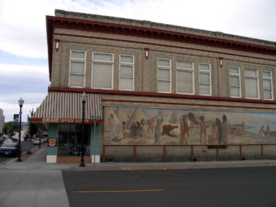 Native trader mural on Craig Office Supply